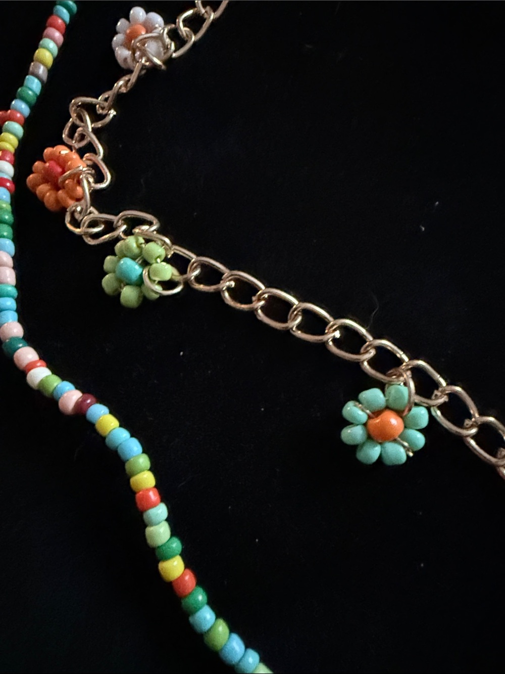 NWT Women’s 12” Beaded Multi-Color Flower Charm Necklace - Picture 2 of 2